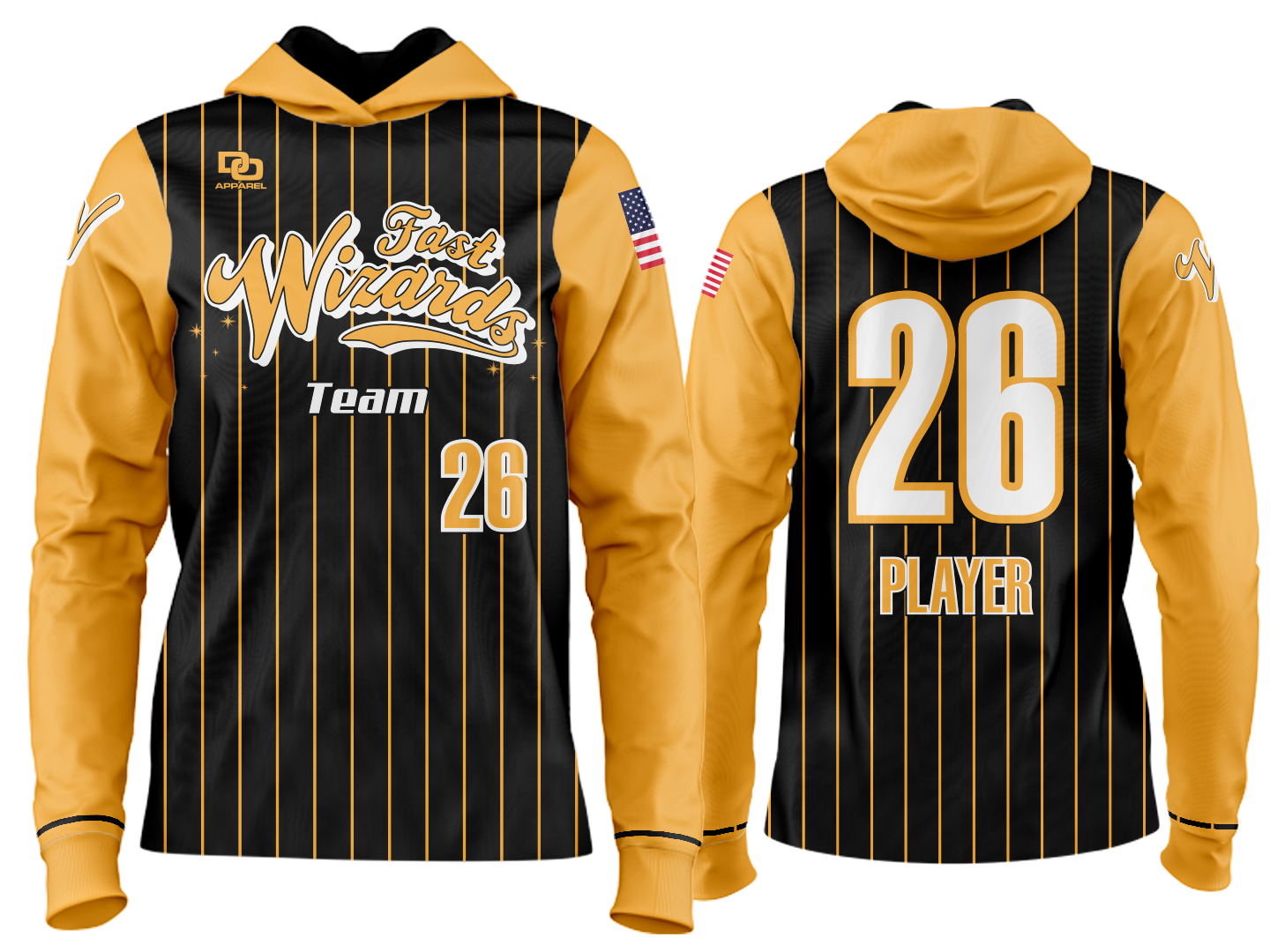 Custom Team Hoodie - Gold Pinstripe