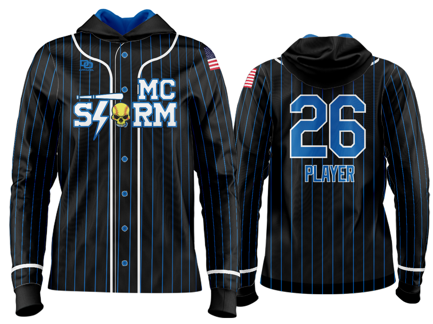 Custom Team Hoodie - Black Pinstripe