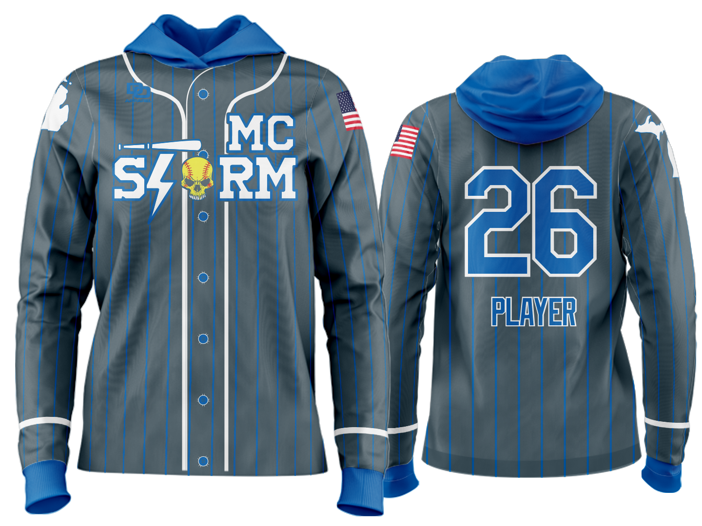 Custom Team Hoodie - Charcoal Pinstripe