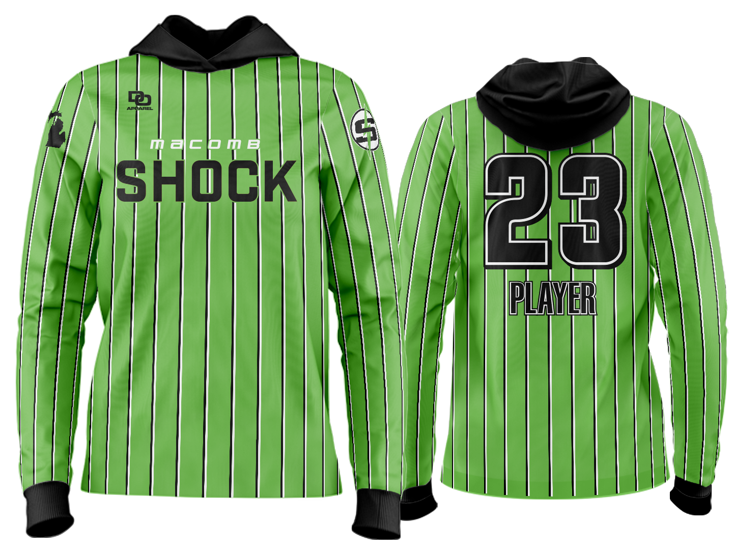 Custom Team Hoodie - Lime Pinstripe