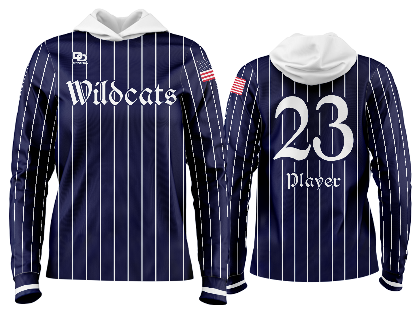 Custom Team Hoodie - Navy Pinstripe
