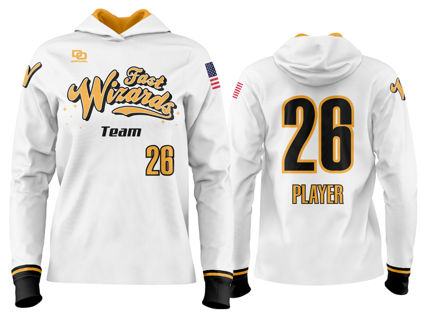 Custom Team Hoodie - White/Gold