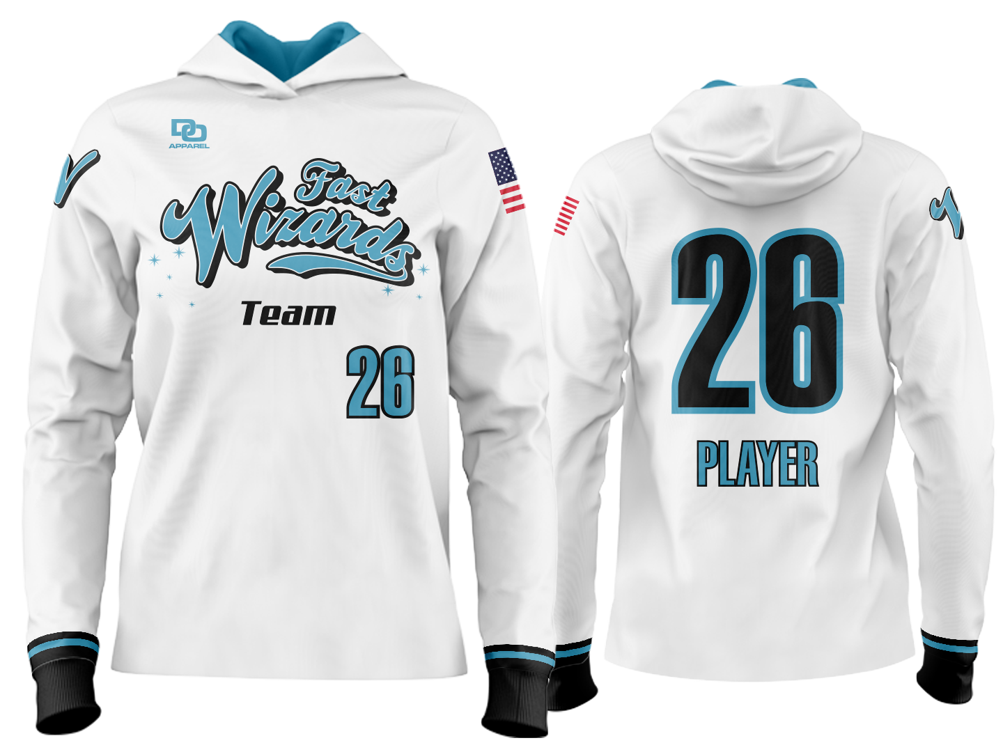 Custom Team Hoodie - White/Columbia