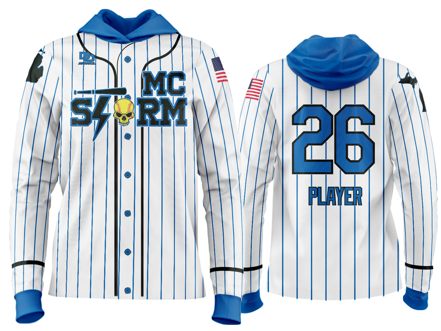 Custom Team Hoodie - White Pinstripe
