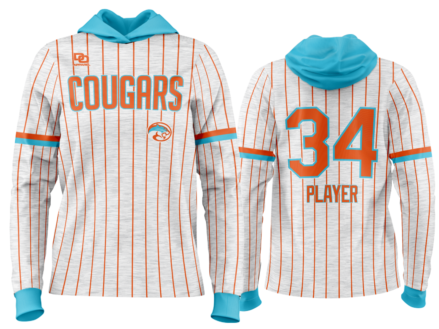 Custom Team Hoodie - Cougars Heather Pinstripe