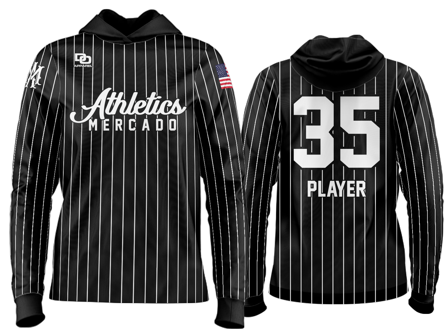 Custom Team Hoodie - Black Pinstripe