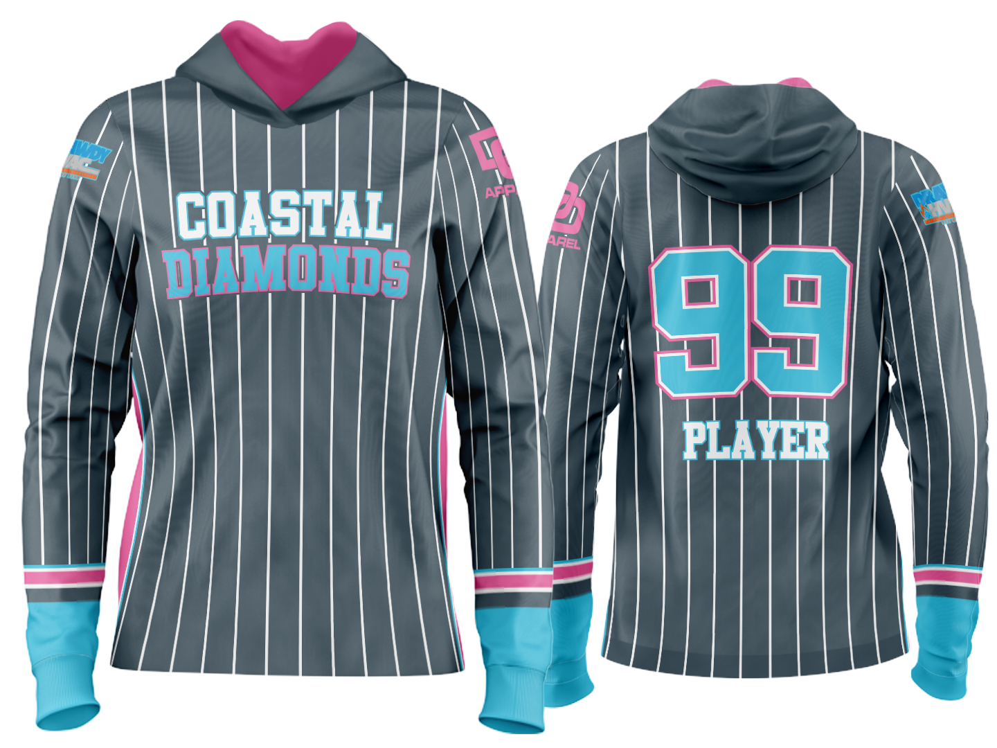 Custom Team Hoodie - Charcoal Pinstripe