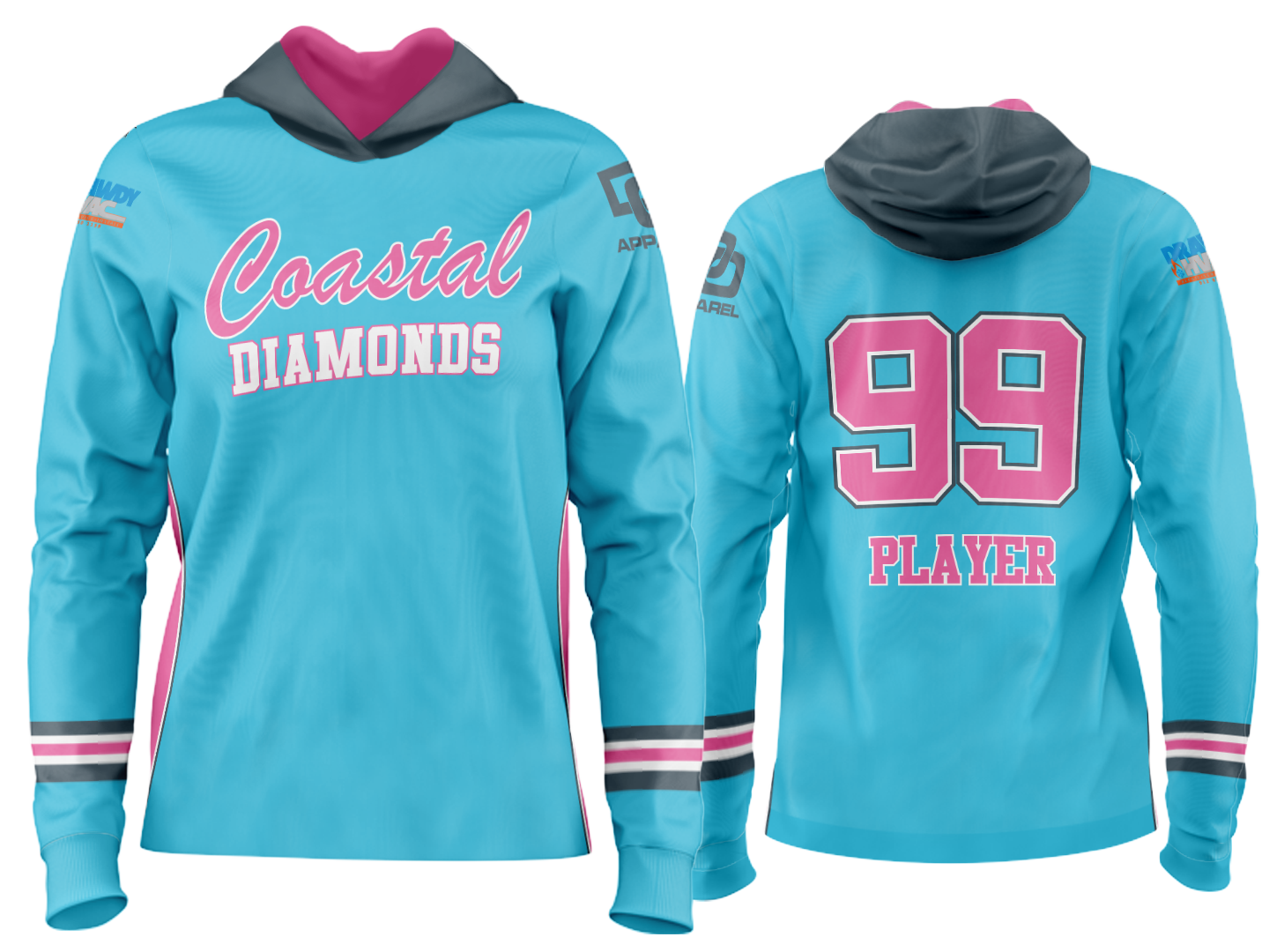 Custom Team Hoodie - Cyan