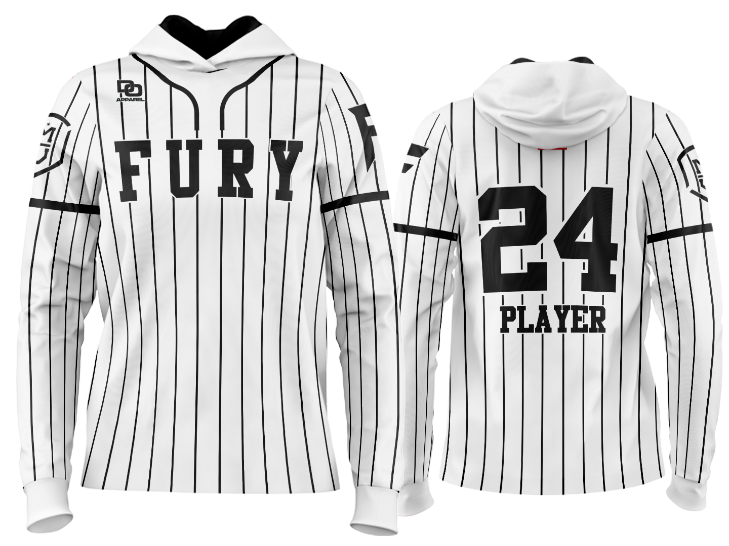 Custom Team Hoodie - White Pinstripe