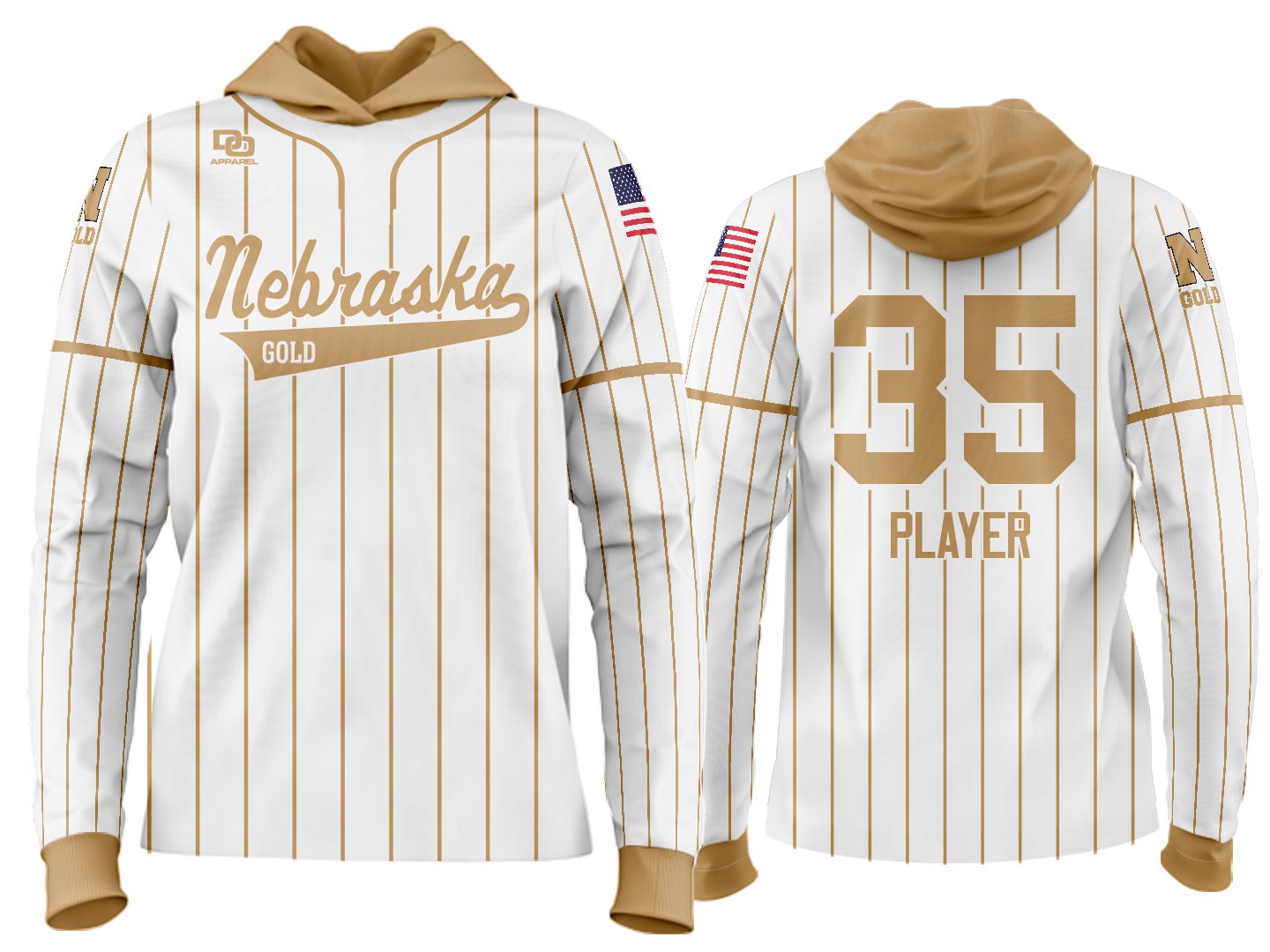 Custom Team Hoodie - White/Vegas Pinstripe