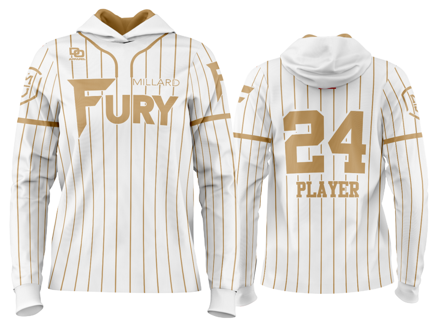 Custom Team Hoodie - White Pinstripe