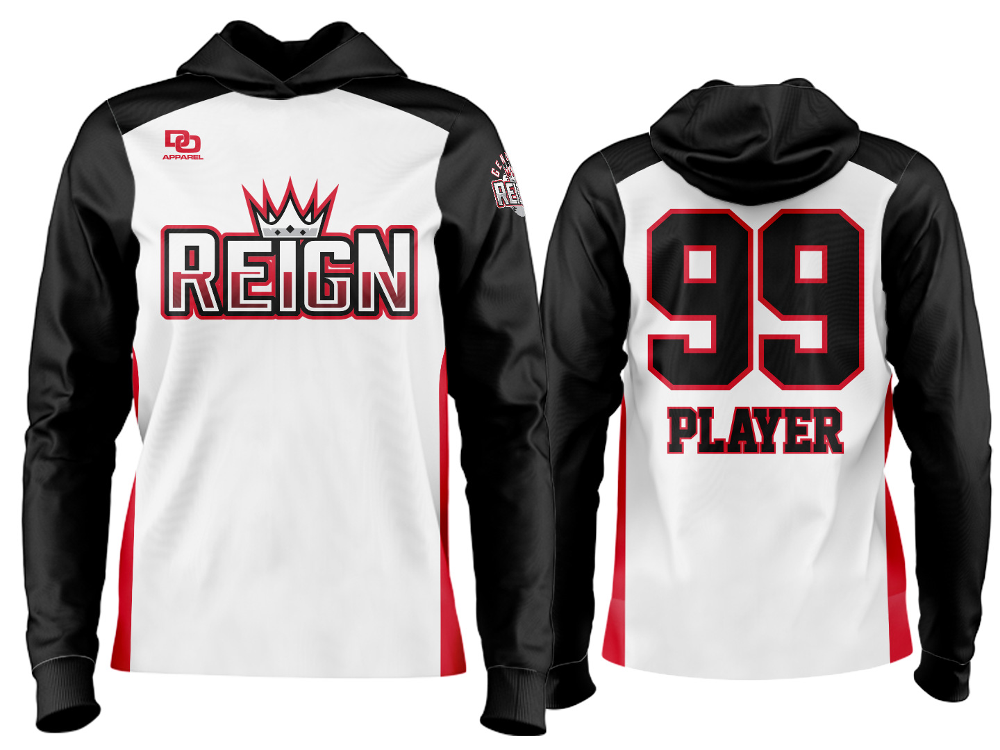 Custom Team Hoodie - White/Black Sleeves