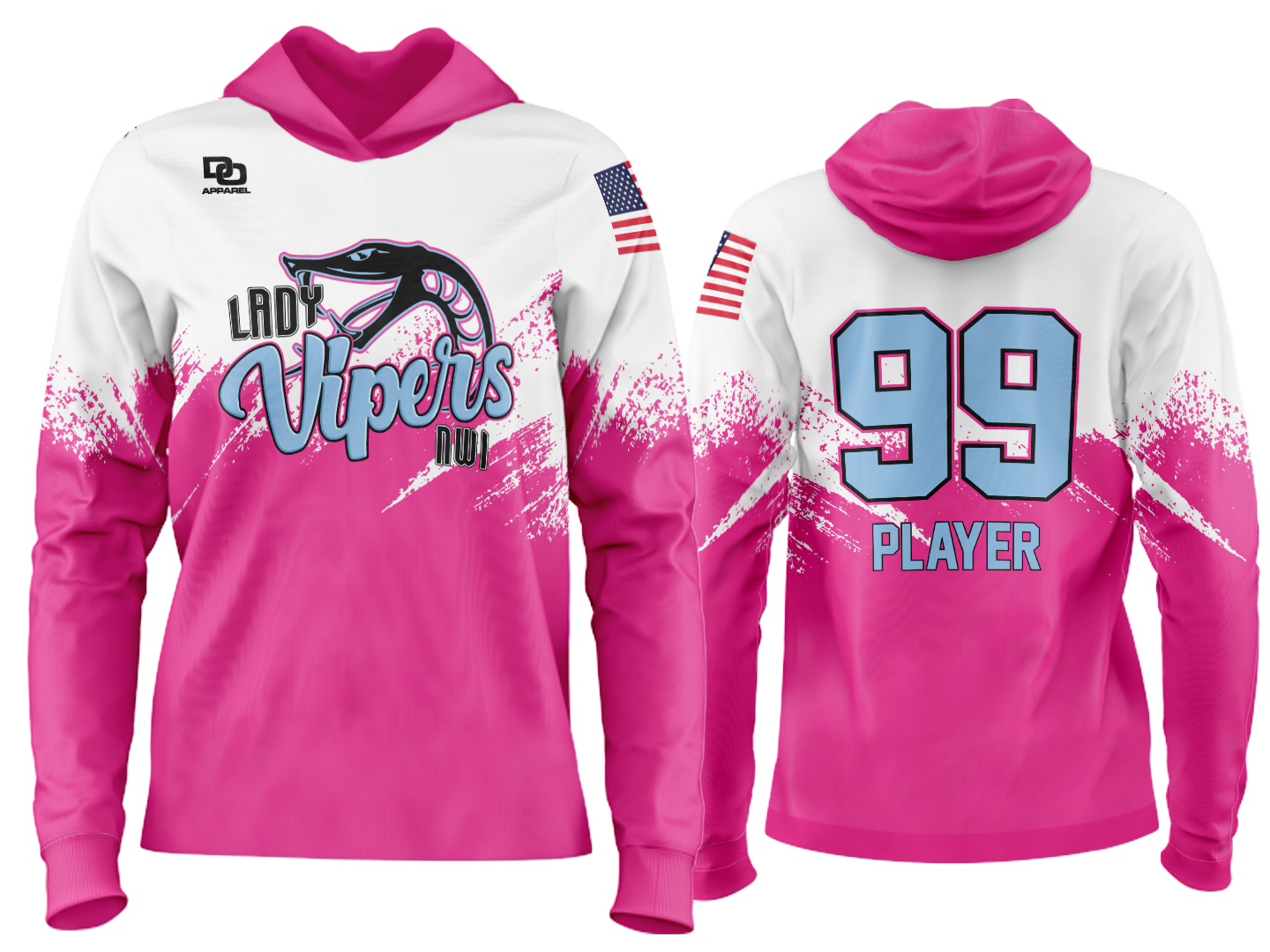 Custom Team Hoodie - Pink/White