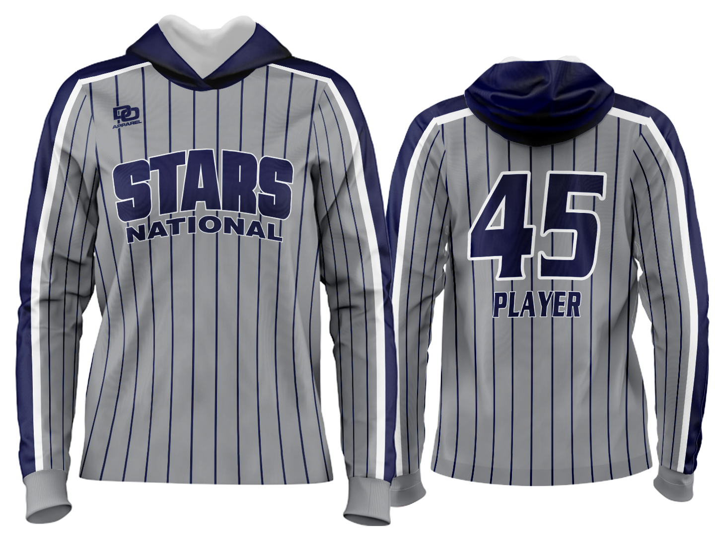 Custom Team Hoodie - Grey Pinstripe National