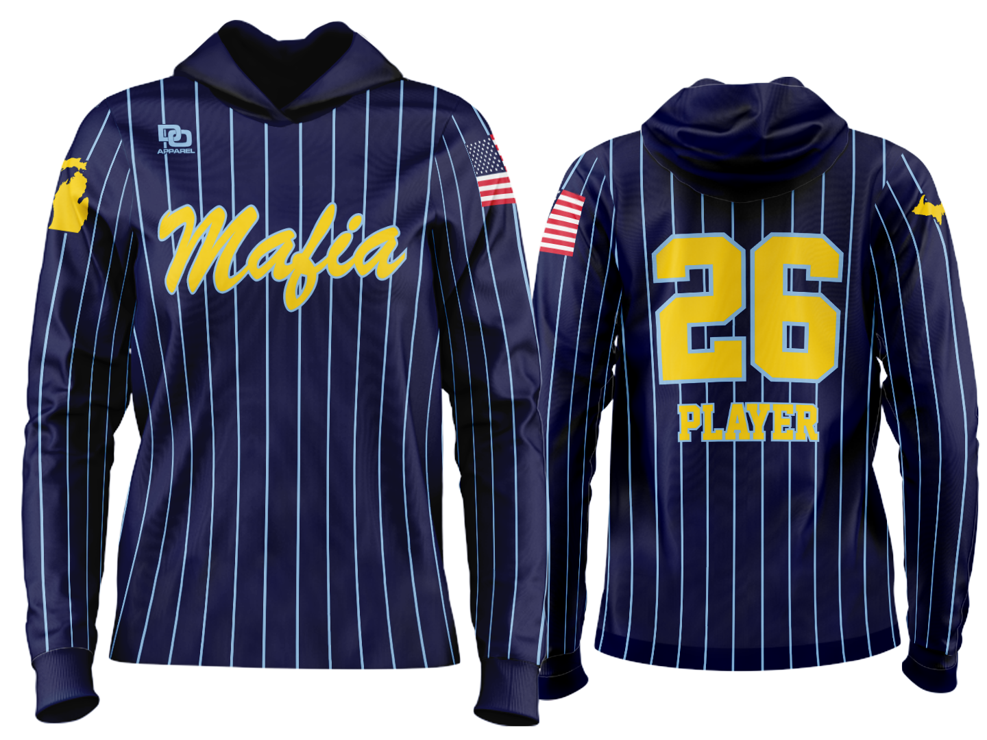 Custom Team Hoodie - Navy Pinstripe