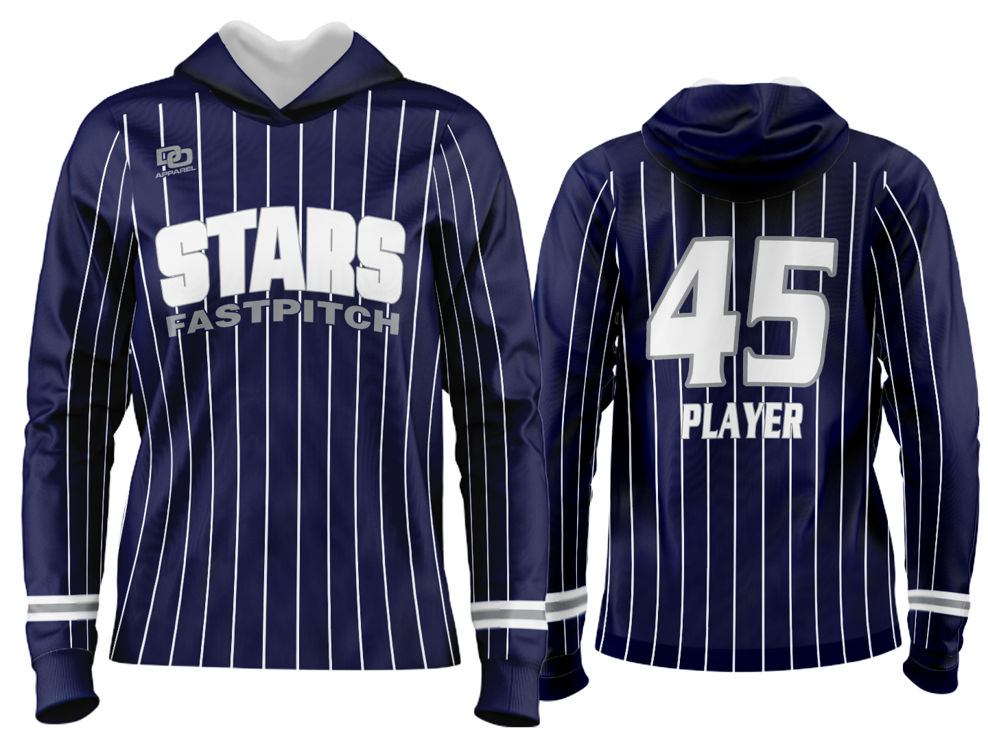 Custom Team Hoodie - Navy Pinstripe