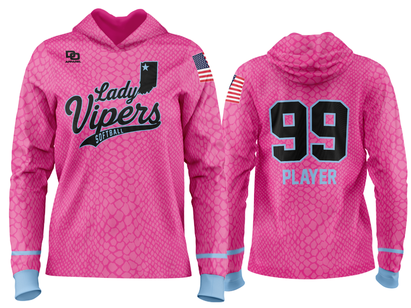 Custom Team Hoodie - Pink Scales