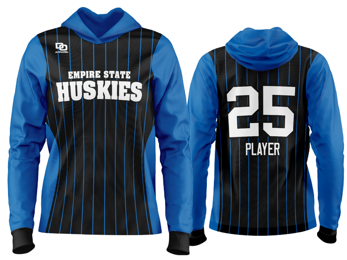 Custom Team Hoodie - Black/Royal Pinstripe