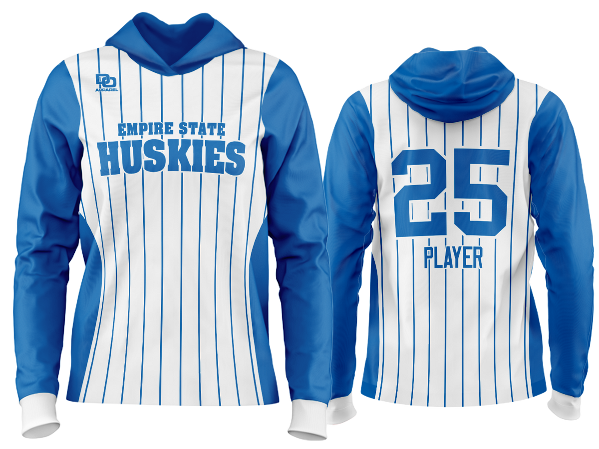 Custom Team Hoodie - White/Royal Pinstripe