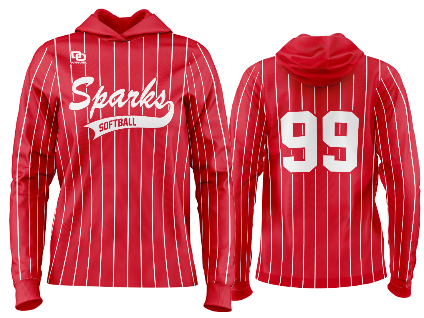 Custom Team Hoodie - Red Pinstripe