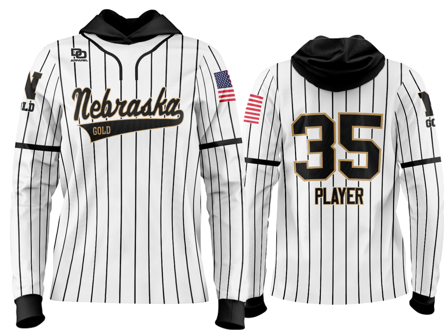 Custom Team Hoodie - White/Black Pinstripe