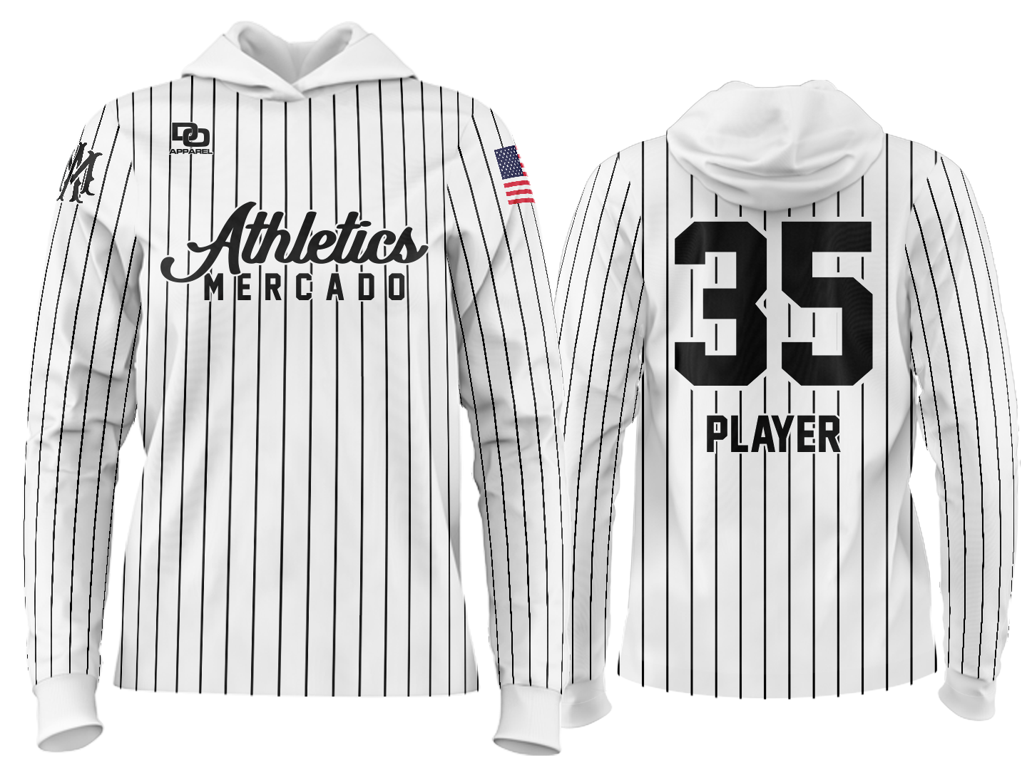 Custom Team Hoodie - White Pinstripe