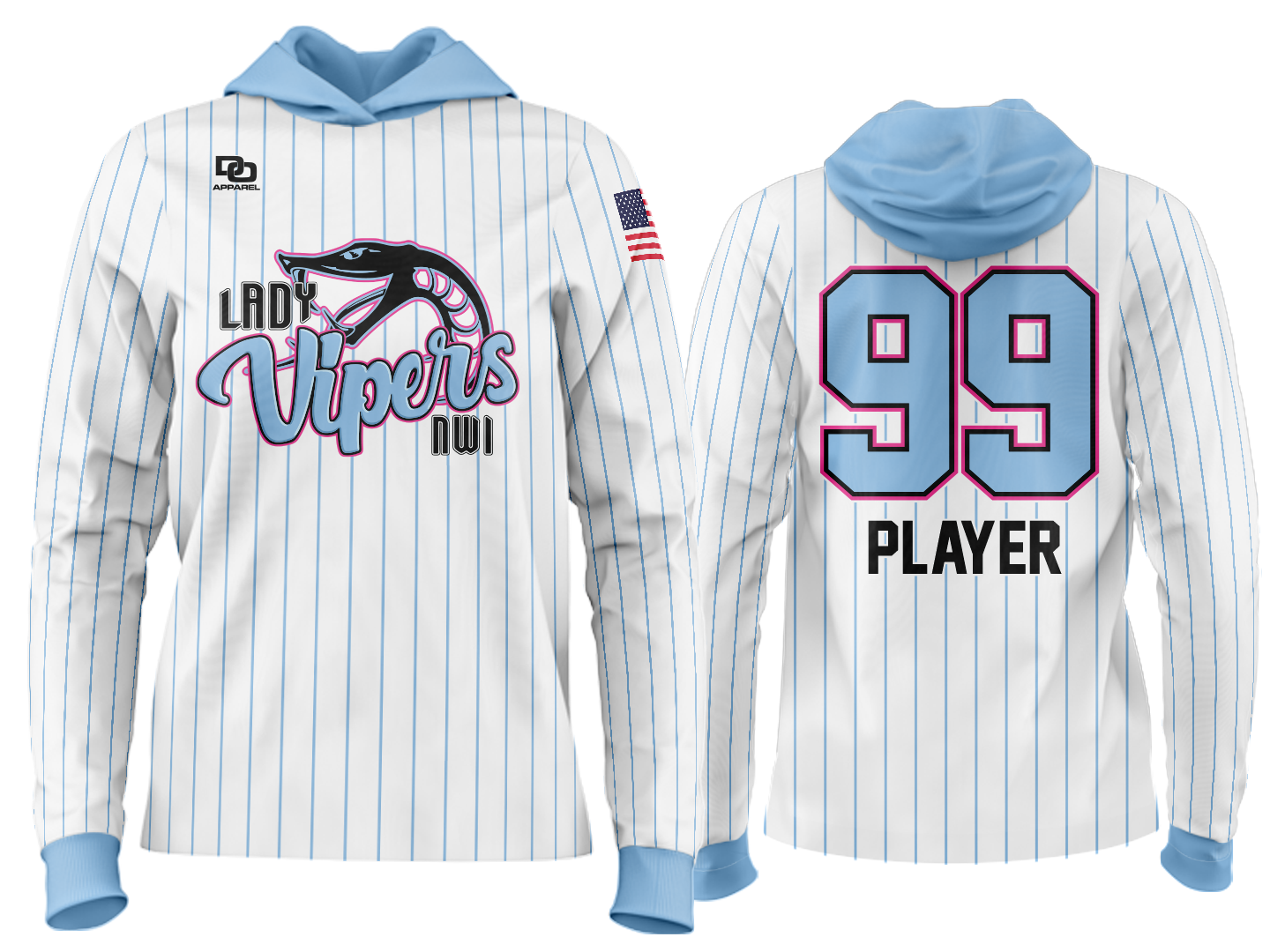 Custom Team Hoodie - White Pinstripe