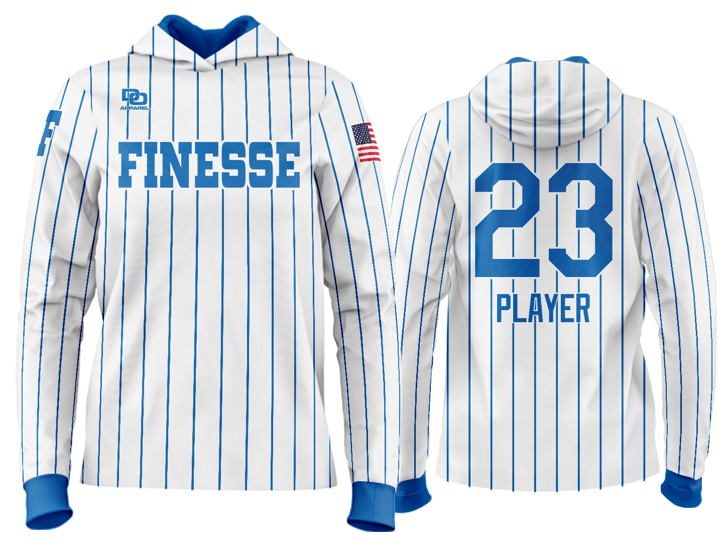 Custom Team Hoodie - White/Royal Pinstripe