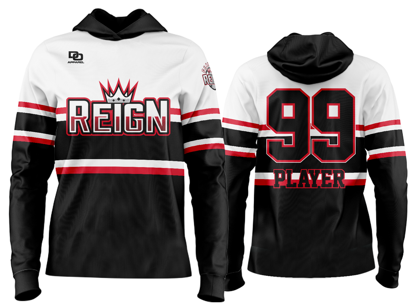 Custom Team Hoodie - White Striped
