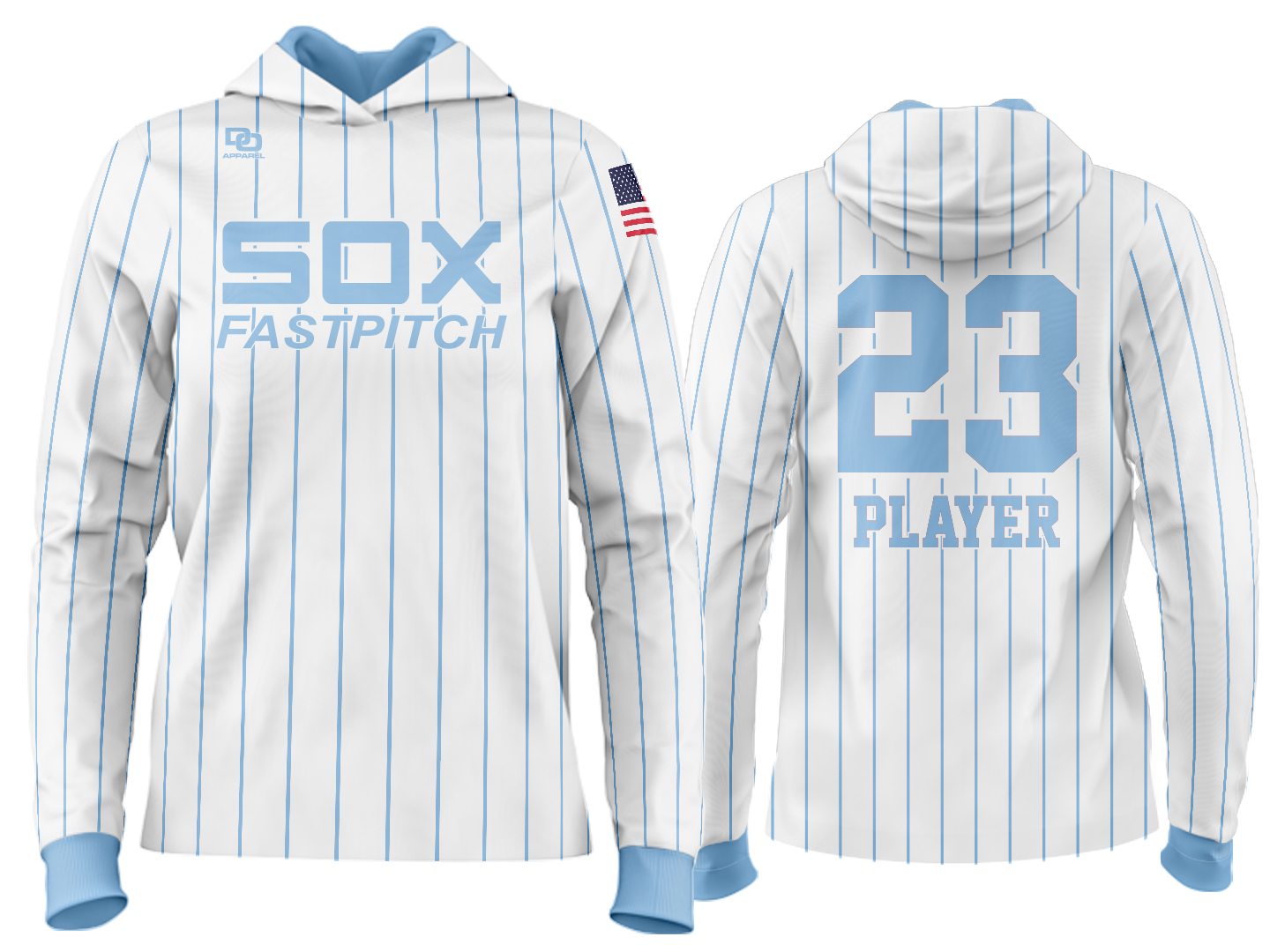 Custom Team Hoodie - White Pinstripe