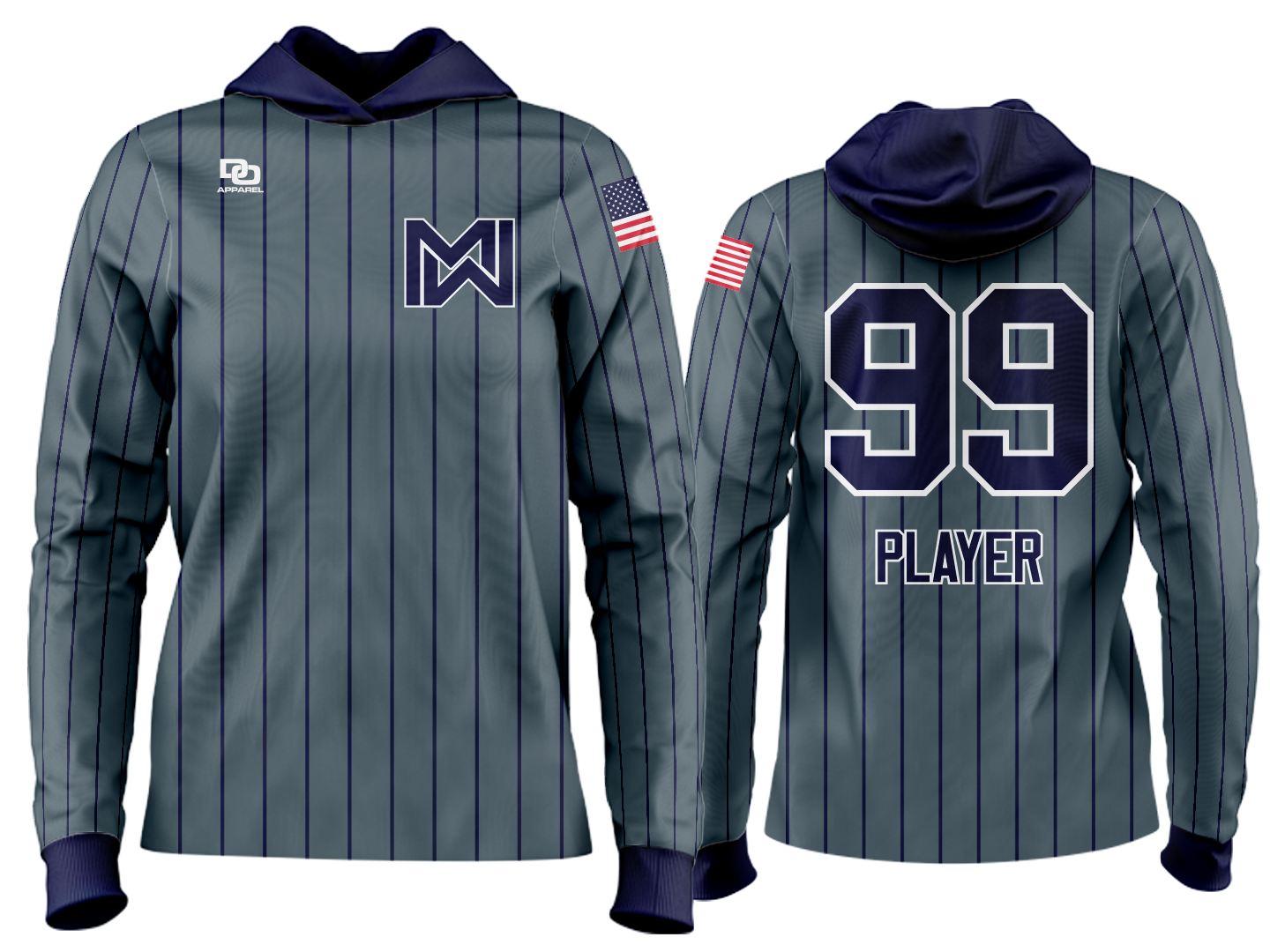 Custom Team Hoodie - Charcoal Pinstripe