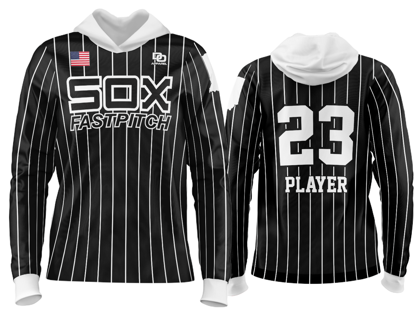 Custom Team Hoodie - Black Pinstripe