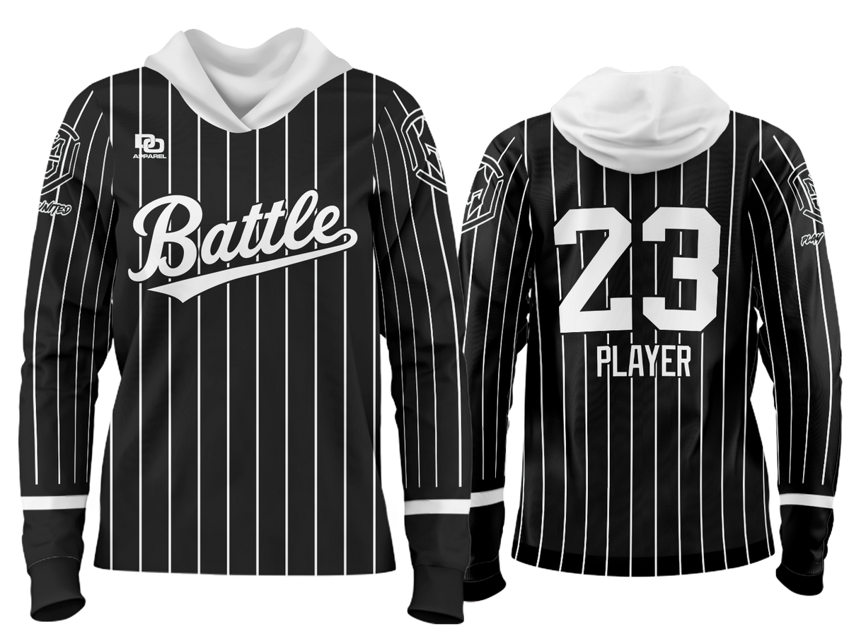 Custom Team Hoodie - Black/White Pinstripe