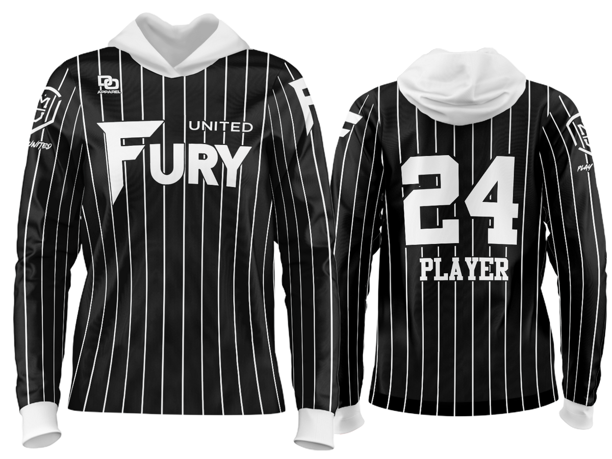 Custom Team Hoodie - Black/White Pinstripe