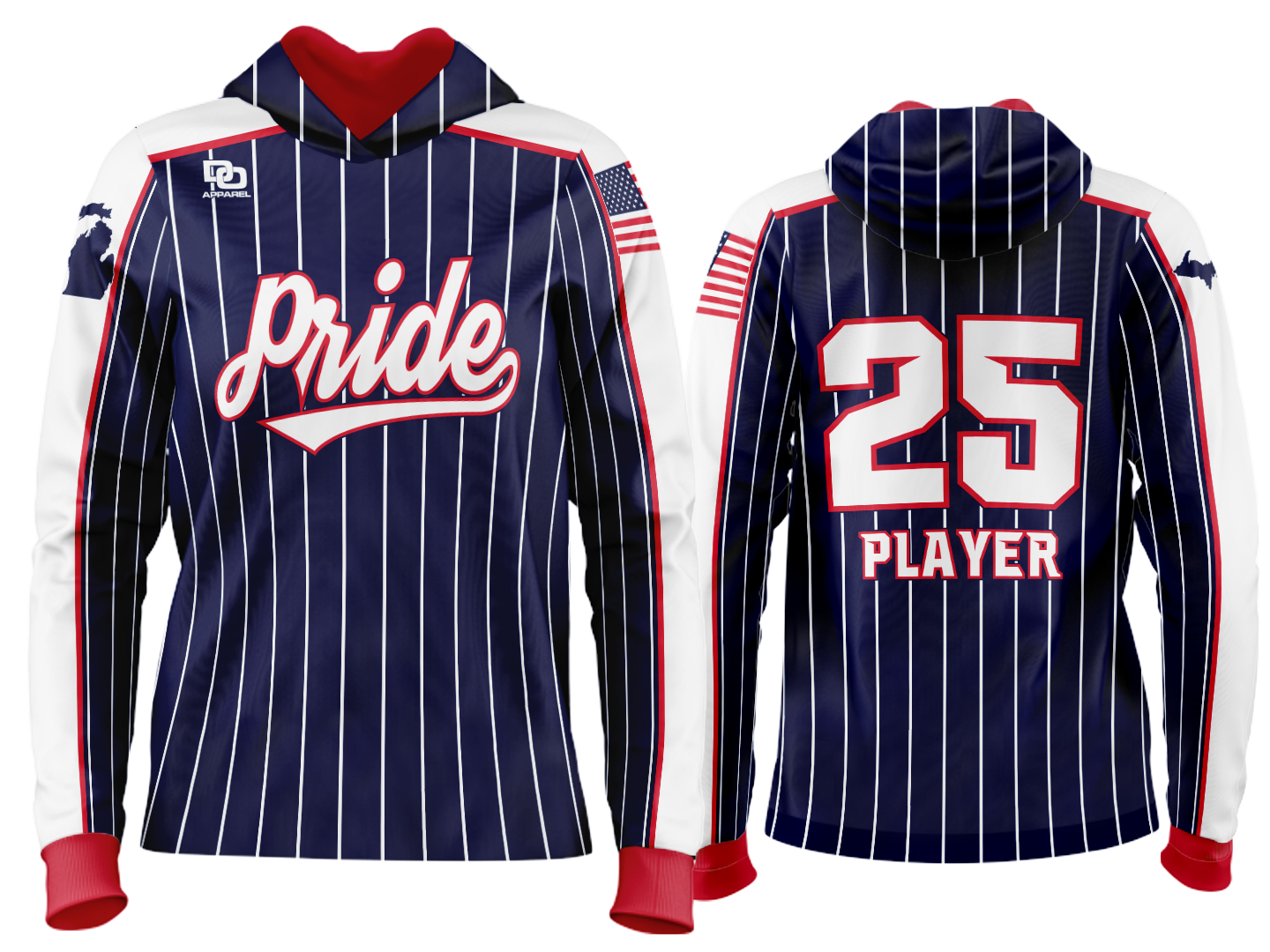Custom Team Hoodie - Navy Pinstripe
