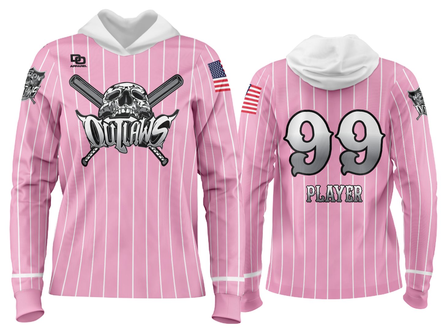 Custom Team Hoodie - 2027 Pink Pinstripe