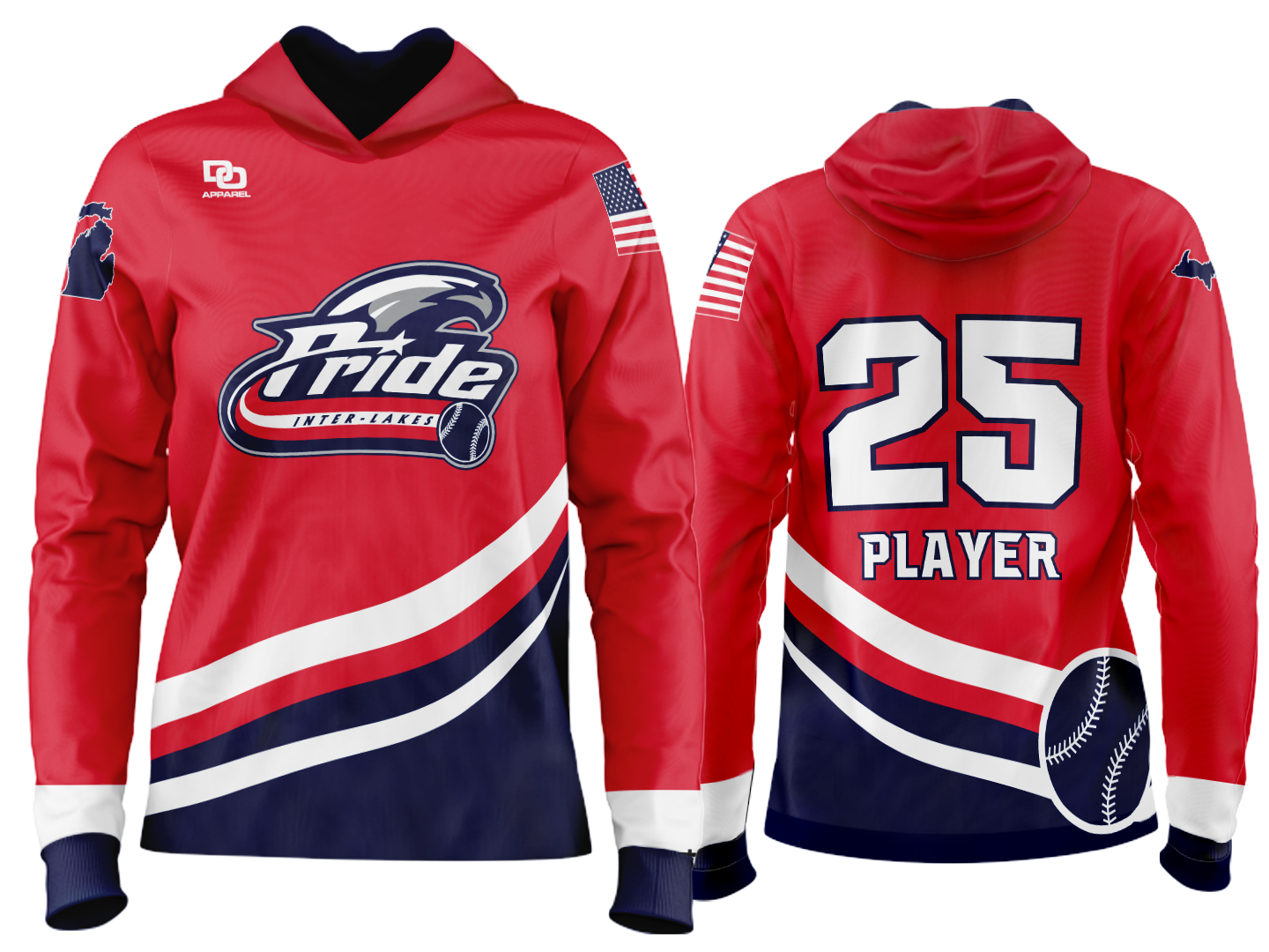 Custom Team Hoodie - Red Stripe
