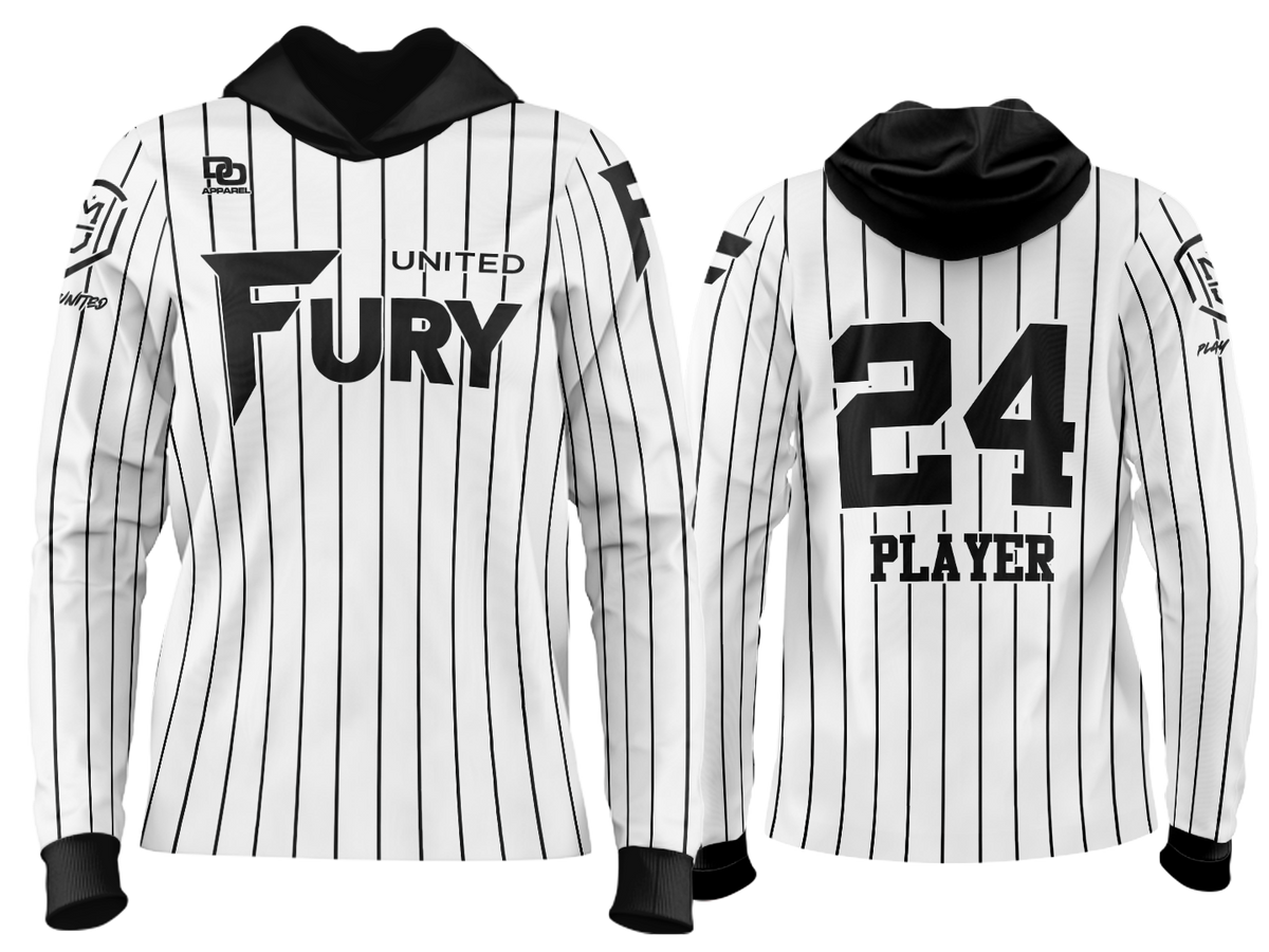 Custom Team Hoodie - White/Black Pinstripe