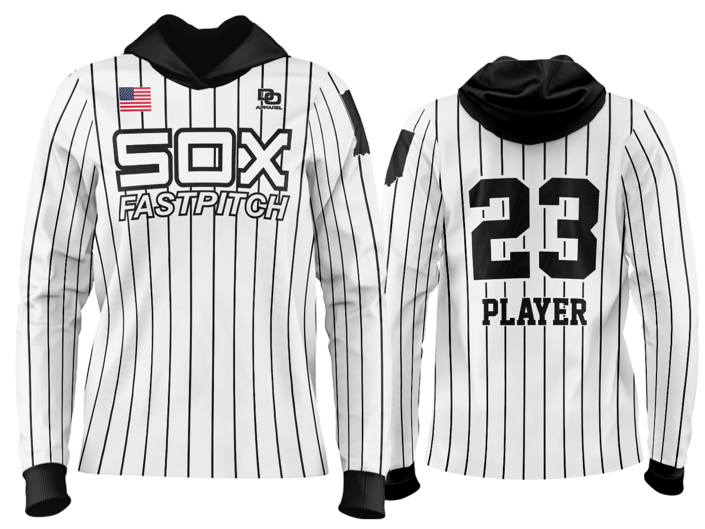 Custom Team Hoodie - White Pinstripe