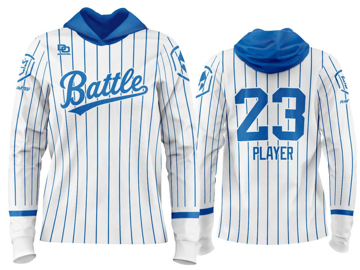 Custom Team Hoodie - White/Royal Pinstripe