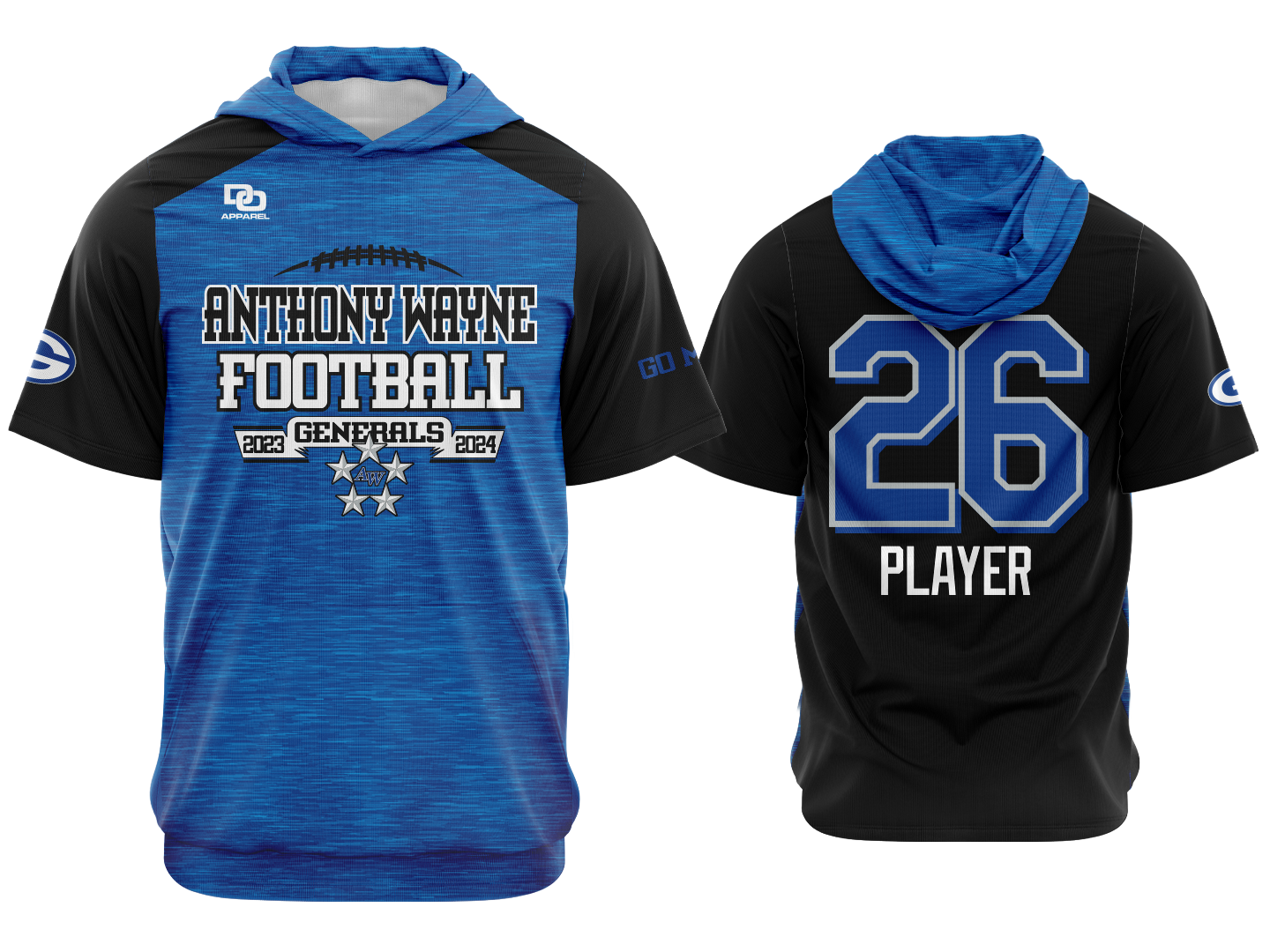 Custom Short Sleeve Shooter Hoodie - Royal
