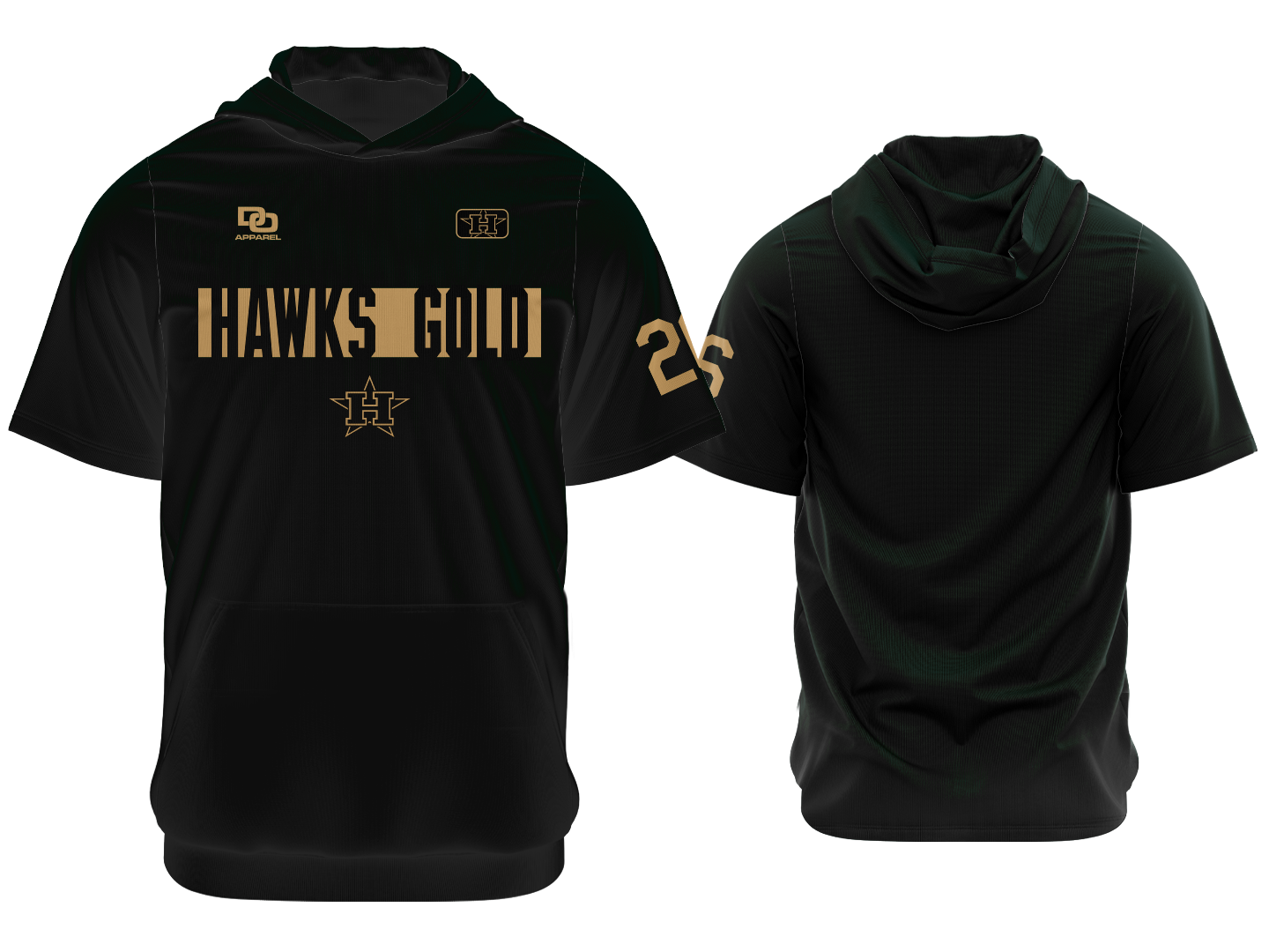 Custom Short Sleeve Hoodie - Black