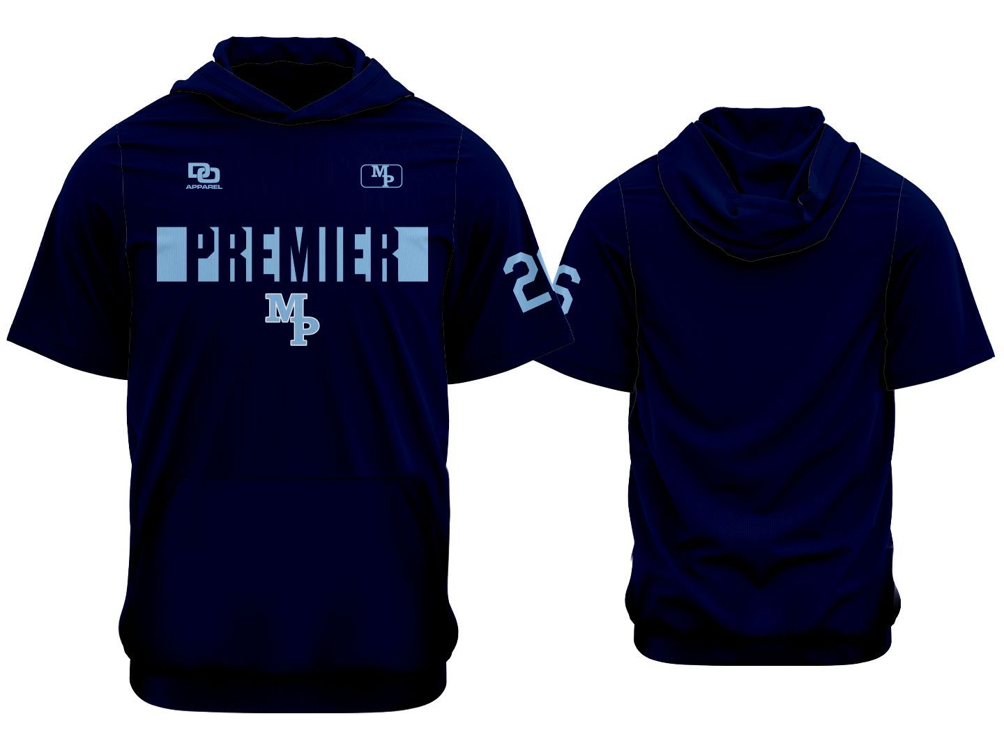 Custom Short Sleeve Hoodie - Navy