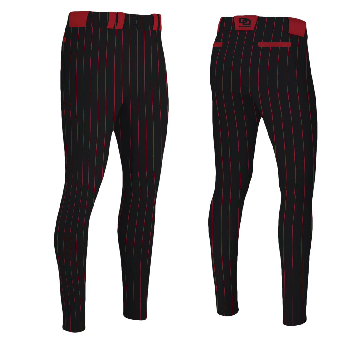 Custom Baseball Pant - Black/Red Pinstripe
