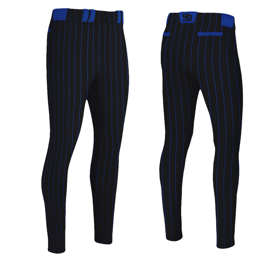 Custom Baseball Pant - Black/Royal Pinstripe