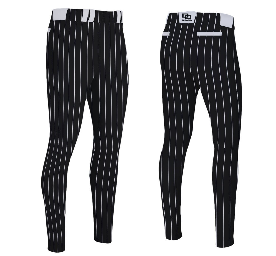 Custom Baseball Pant - Black/White Pinstripe