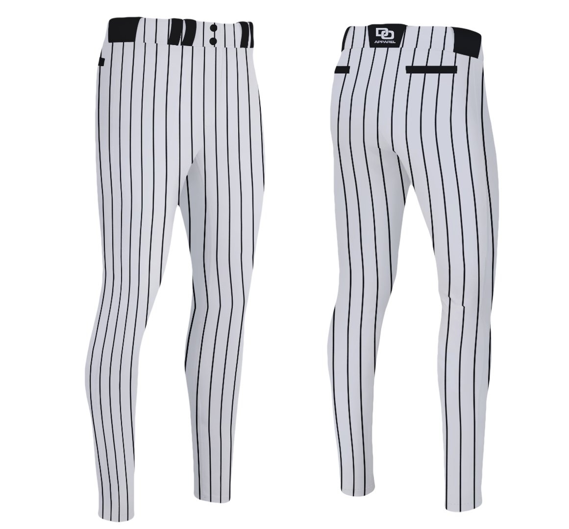 Custom Baseball Pant - White/Black Pinstripe