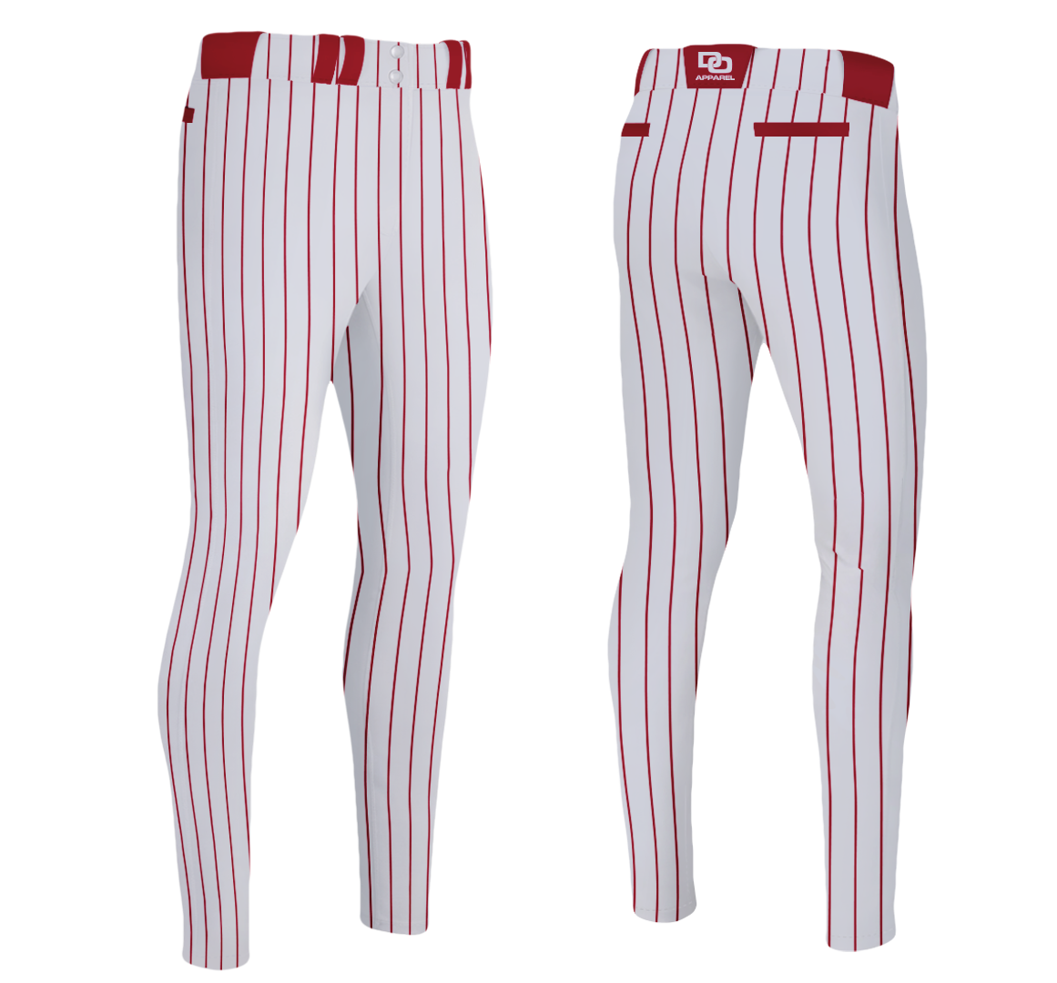 Custom Baseball Pant - White/Red Pinstripe