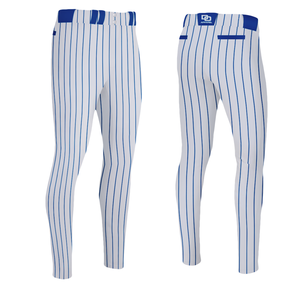 Custom Baseball Pant - White/Royal Pinstripe
