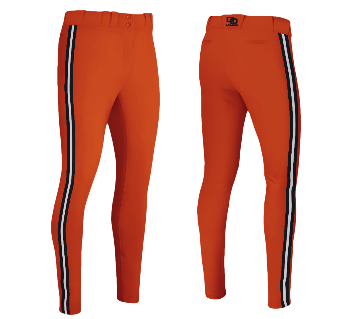 Custom Baseball Pant - Orange Triple-Stripe
